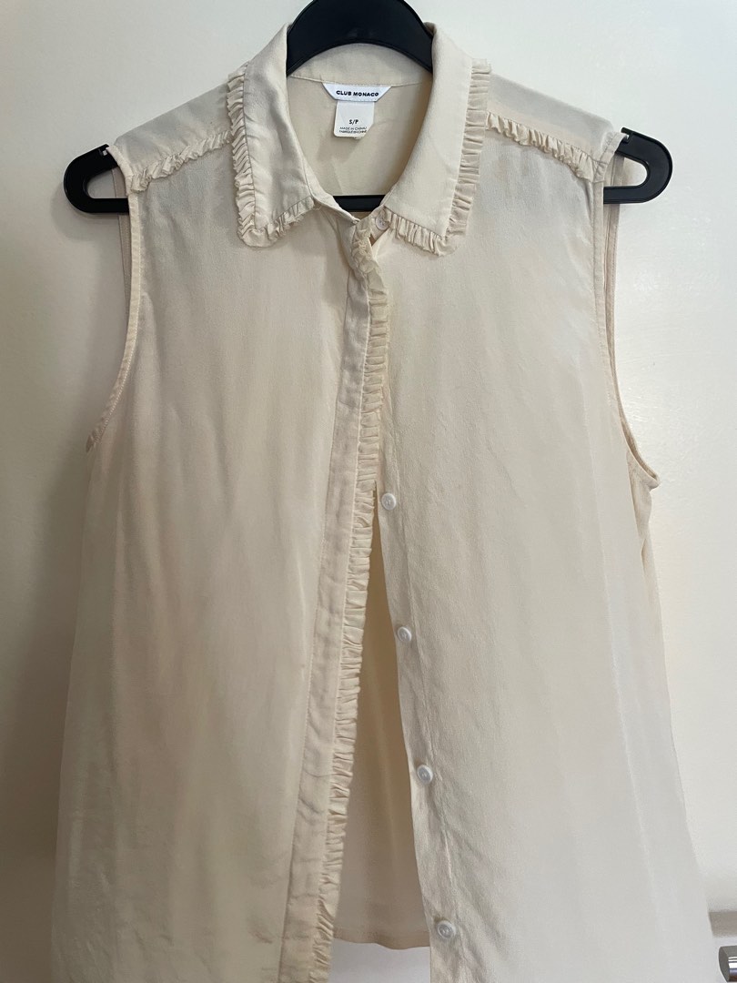 Cream Club Monaco silk sleeveless top Women s Fashion Tops Blouses on Carousell
