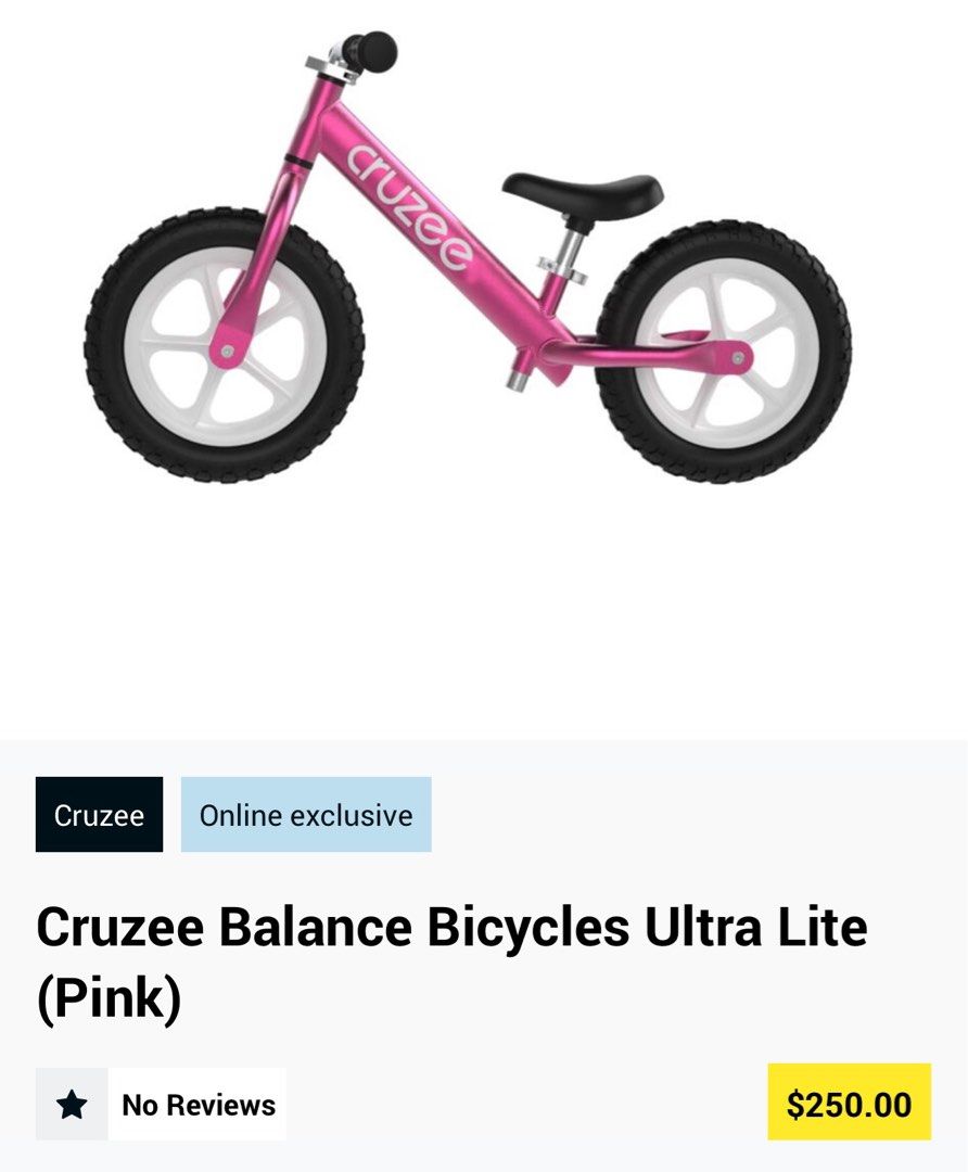 Cruzee balance bicycle ultra light pink Babies Kids Going Out Other Babies Going Out Needs on Carousell