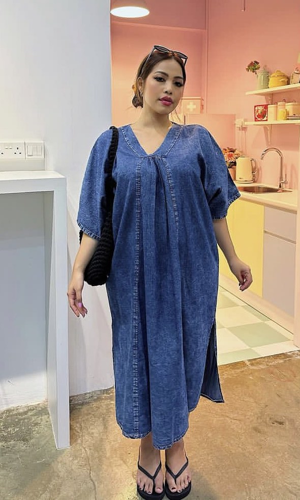 Alluring Denim Short Kaftan main image 1