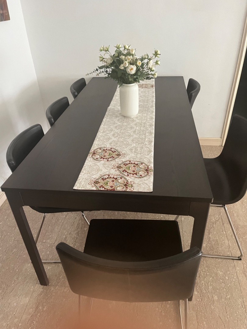 Dining Table with 6 chairs (IKEA ), Furniture & Home Living, Furniture