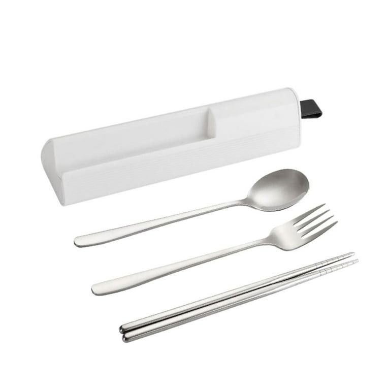 4pcs Stainless Steel Cutlery Set with Travel Case - Includes Spoon, Fork,  and Chopsticks - Perfect for Dining on the Go