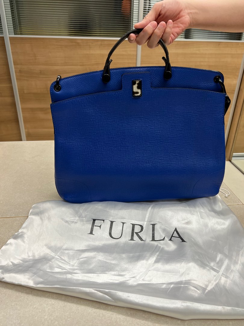FURLA BLUE LAPTOP BAG, Luxury, Bags & Wallets on Carousell