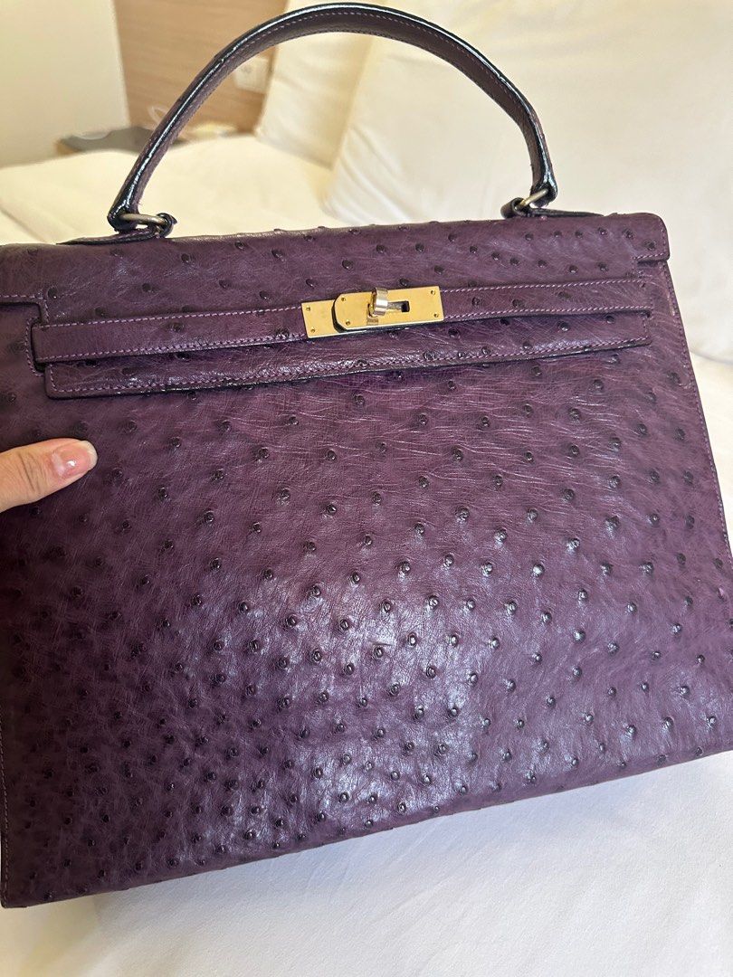 ostrich skin Hermes Kelly 27cm, Luxury, Bags & Wallets on Carousell