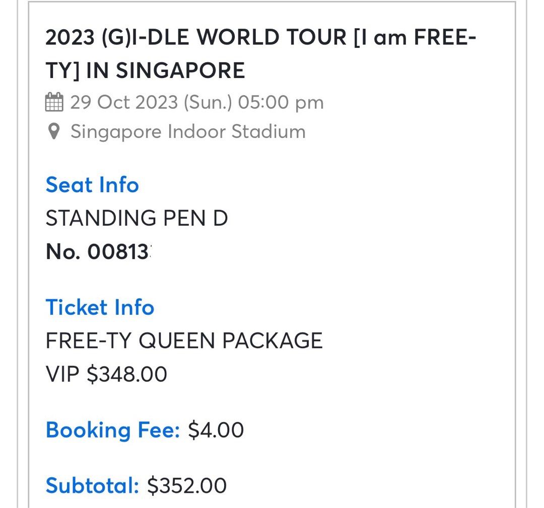 (G)IDLE Concert World Tour Queen VIP package ticket gidle hi touch