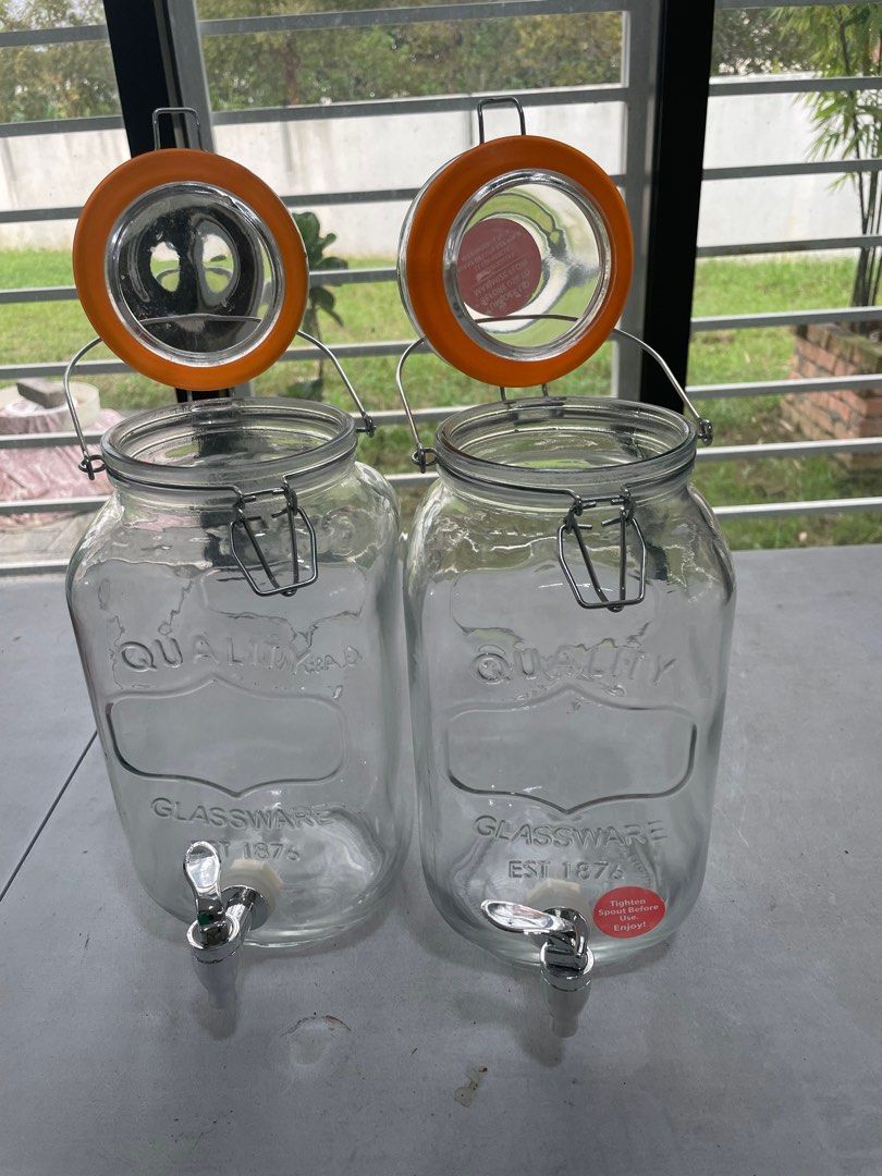 Glass Jar Water Dispenser, Furniture & Home Living, Kitchenware