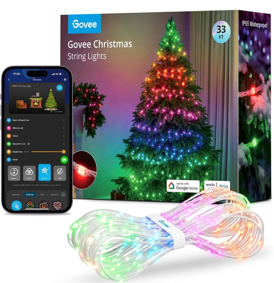 ONLY LIGHT,DIY Smart Christmas Lights with Bluetooth APP & Remote