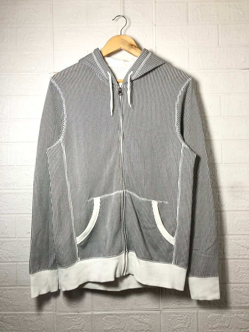 GU Pinstripe Hoodie, Men's Fashion, Coats, Jackets and Outerwear on