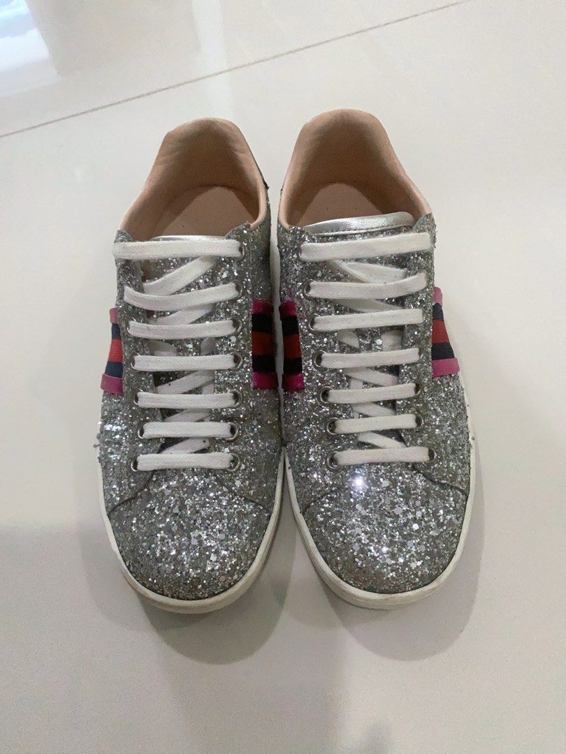 Gucci glitter sneaker 35.5 suit 36 Women s Fashion Footwear
