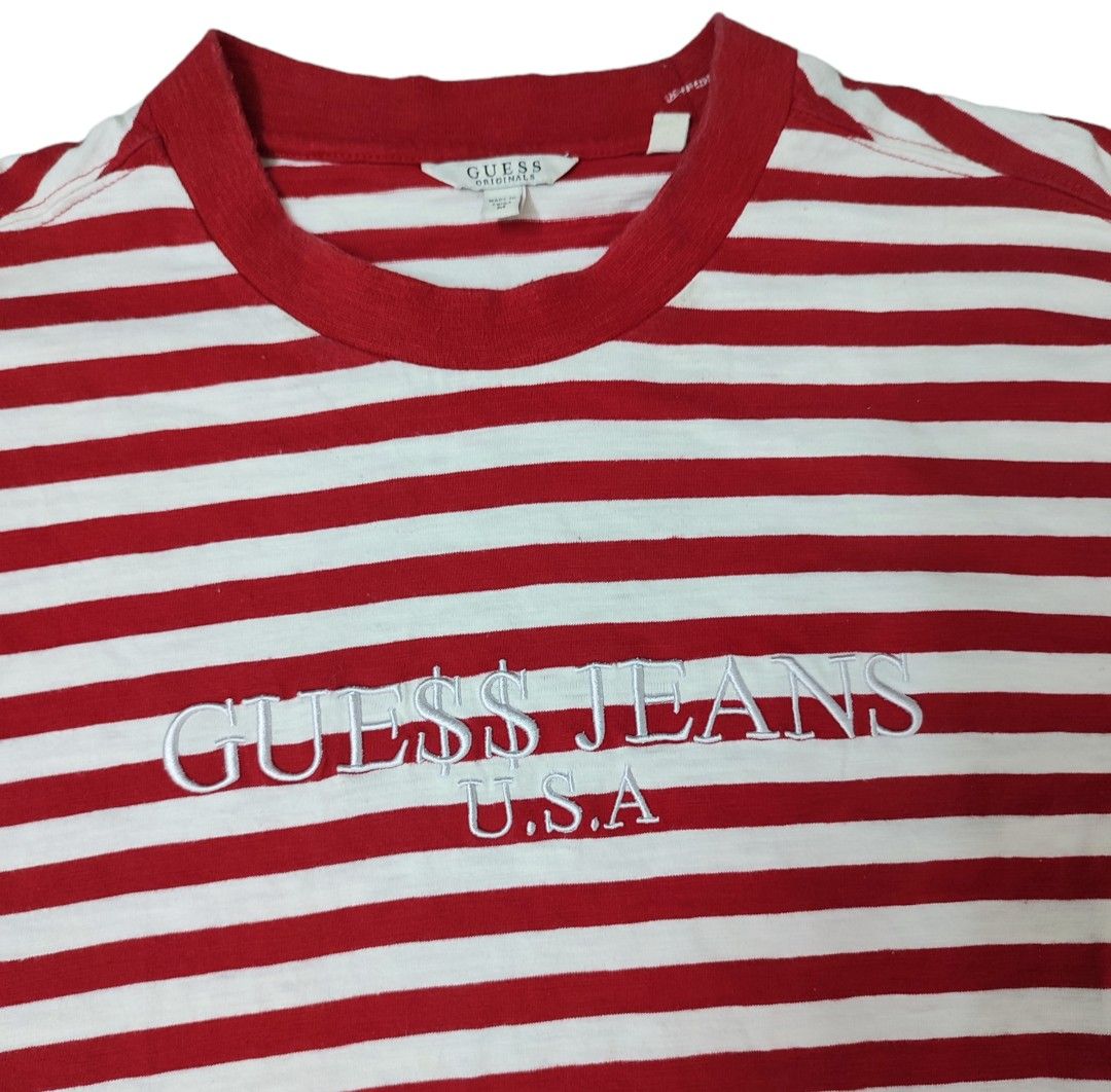Guess jeans striped shirt red and white outlet