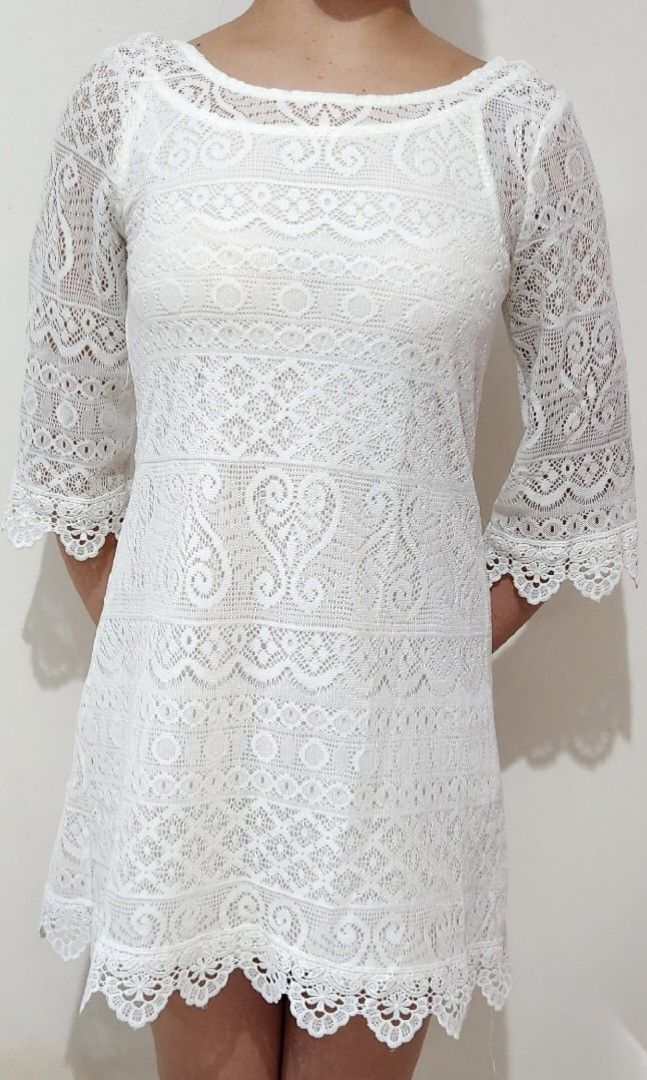 H and m white lace dress discount