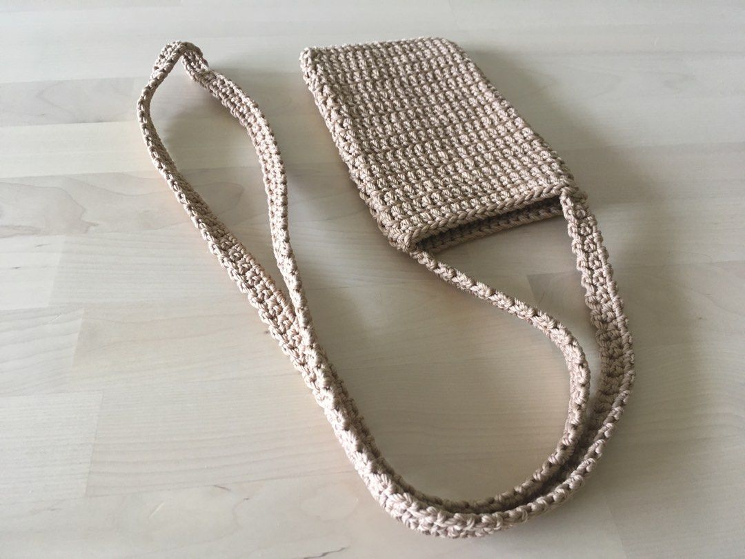 Checkered Crochet Phone Sling Bag