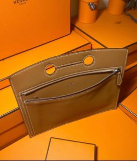 Hermes PHW Carre Pocket Pouch Veau Swift Gold Blue Yellow