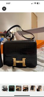 Noble Hermes Himalaya Crocodile Leather Constance24CM Shoulder Bag Silver  Hardware, 名牌, 手袋及銀包- Carousell
