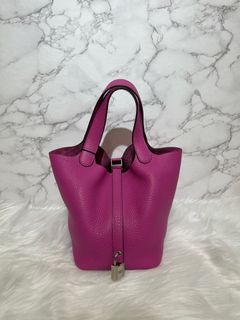 Hermes 26cm Rose Jaipur Clemence Leather Picotin Lock GM Bag
