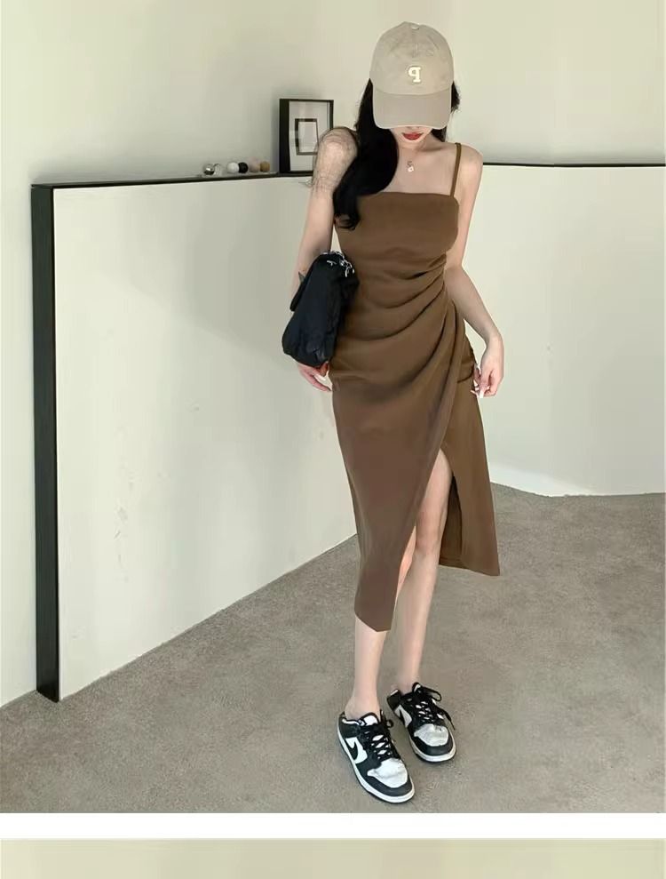 High-end design sweet and spicy style suspender dress 2023 new