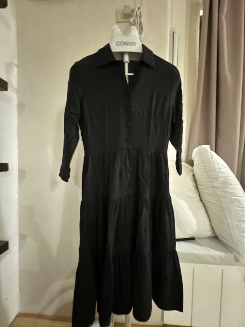 H M Black button down Dress Women s Fashion Dresses Sets Dresses on Carousell