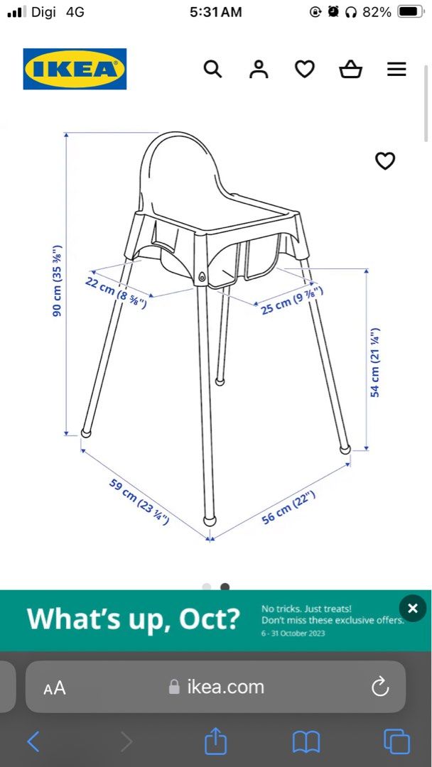 Ikea high hotsell chair tray dimensions