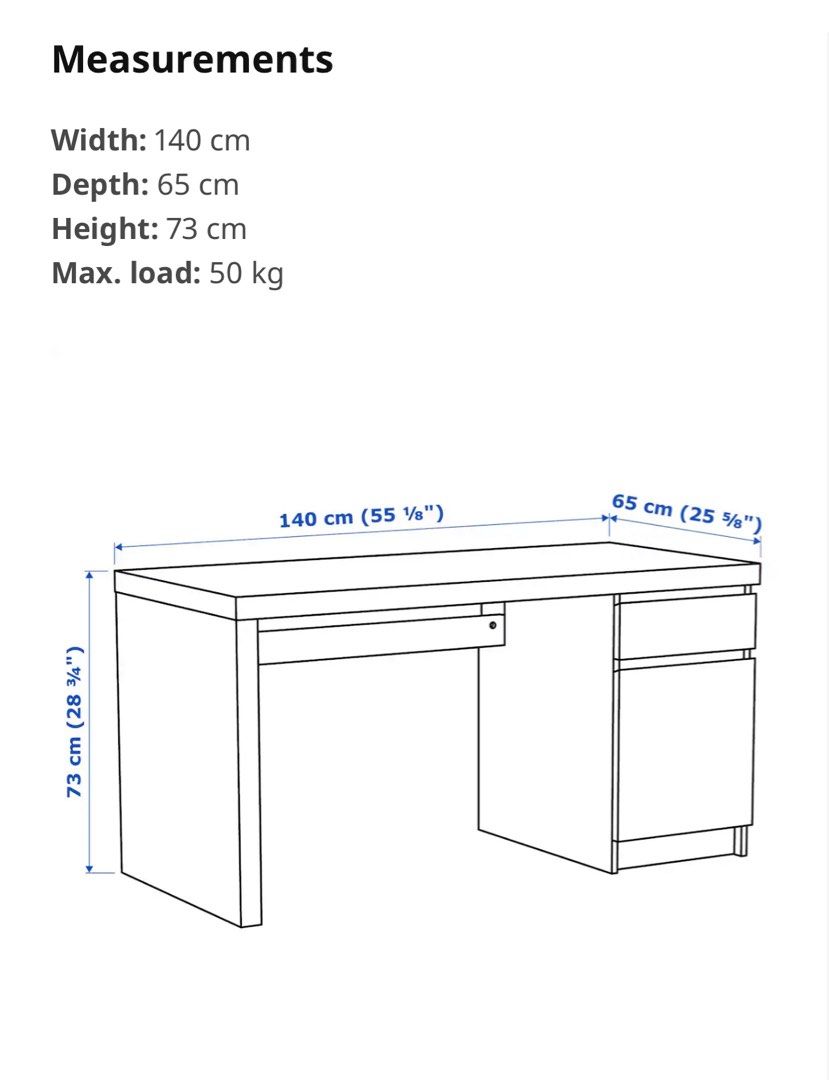 Malm desk dimensions cheap