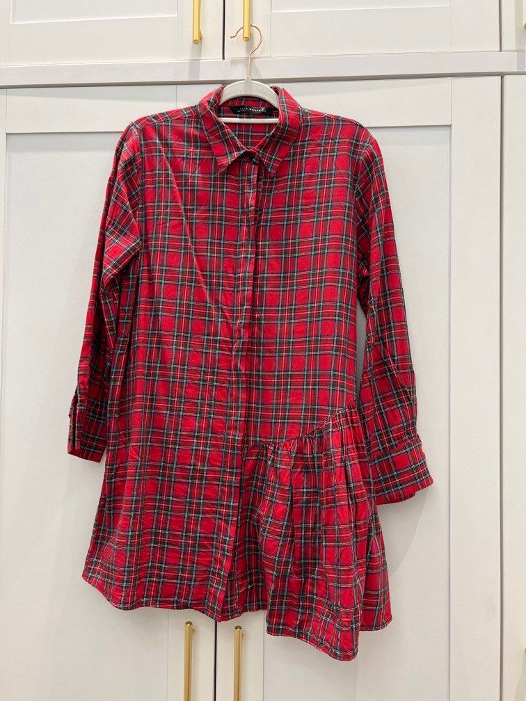 Zara checked shift dress cheap