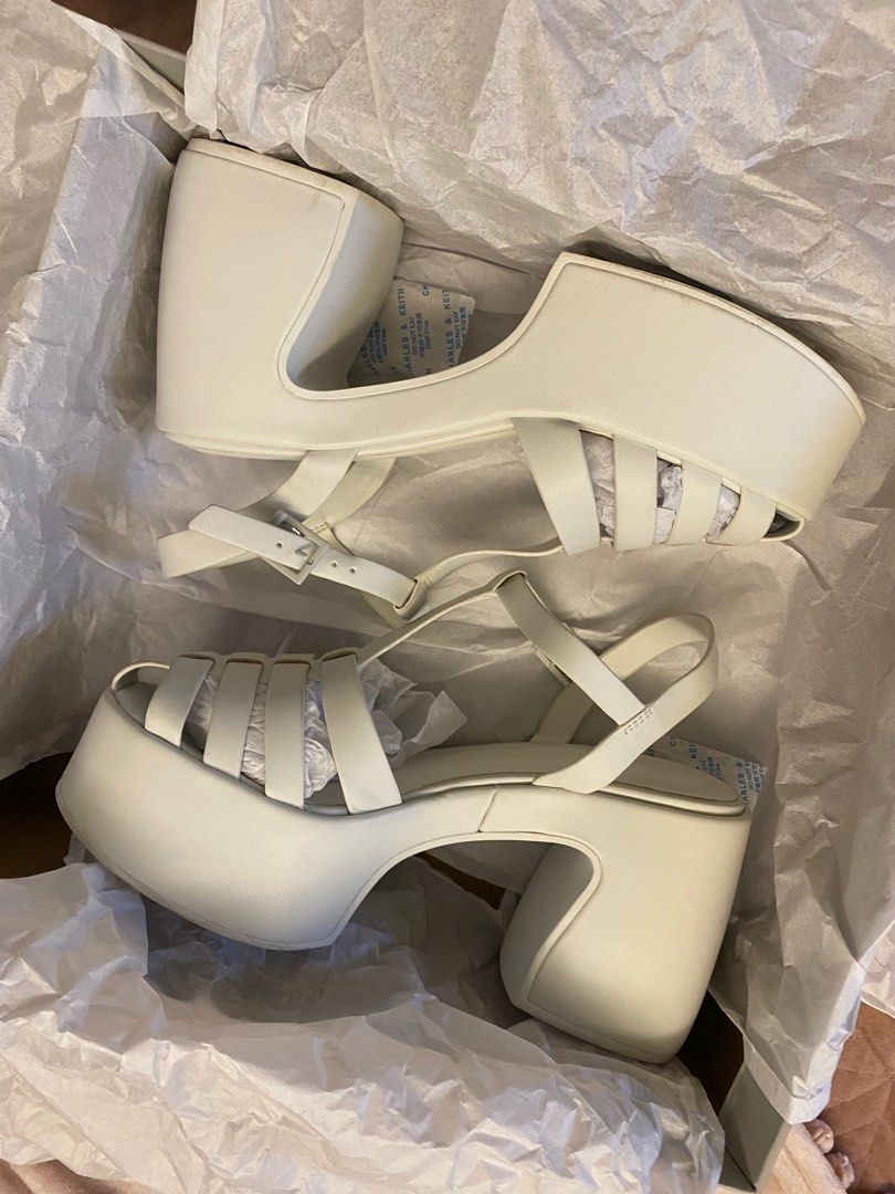 Interwoven Platform Gladiator Sandals White Women s Fashion