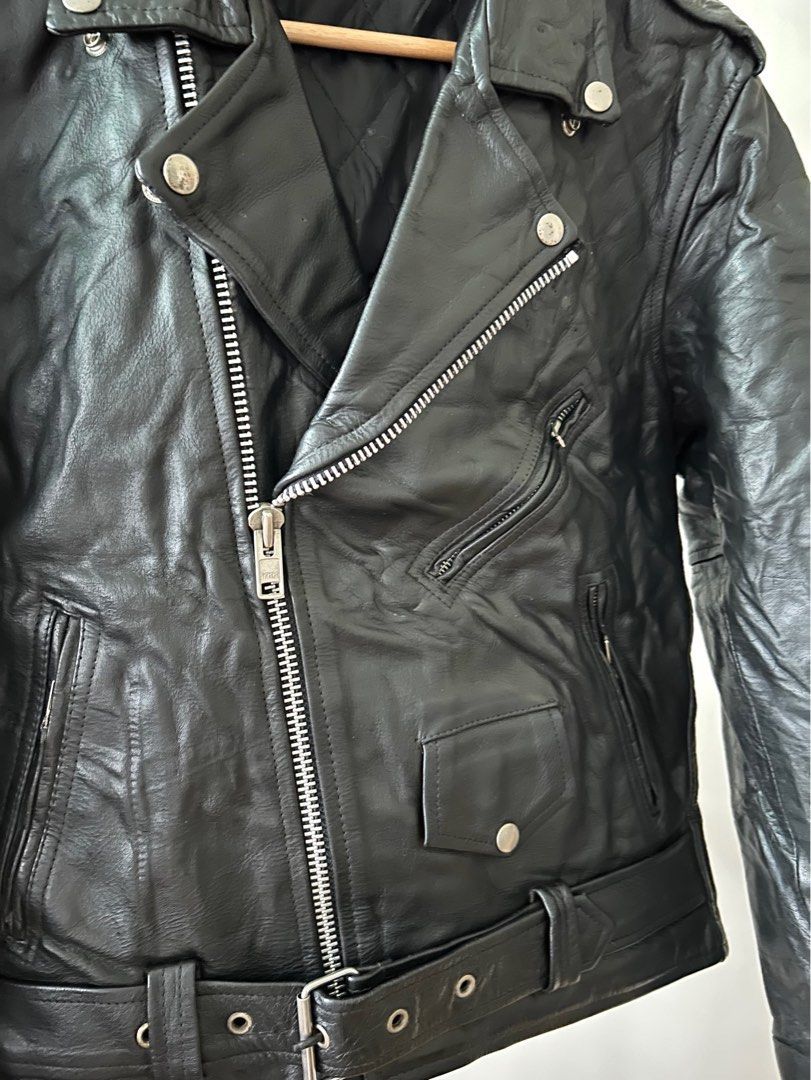 Thick leather sales biker jacket