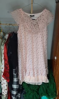 (JKT) Dress Sifon Pink Renda Kawaii