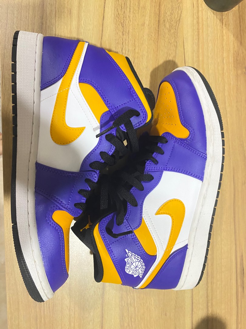 jordan 1 mid lakers Men s Fashion Footwear Sneakers on Carousell