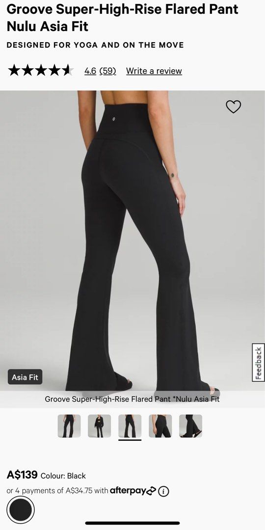 Lululemon Groove Super-High-Rise Flared Pant Nulu Asia Fit (Black, S),  Women's Fashion, Activewear on Carousell