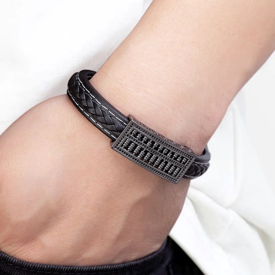 Buy Gold Om Men's Leather Bracelet | Aumkaara Bracelet