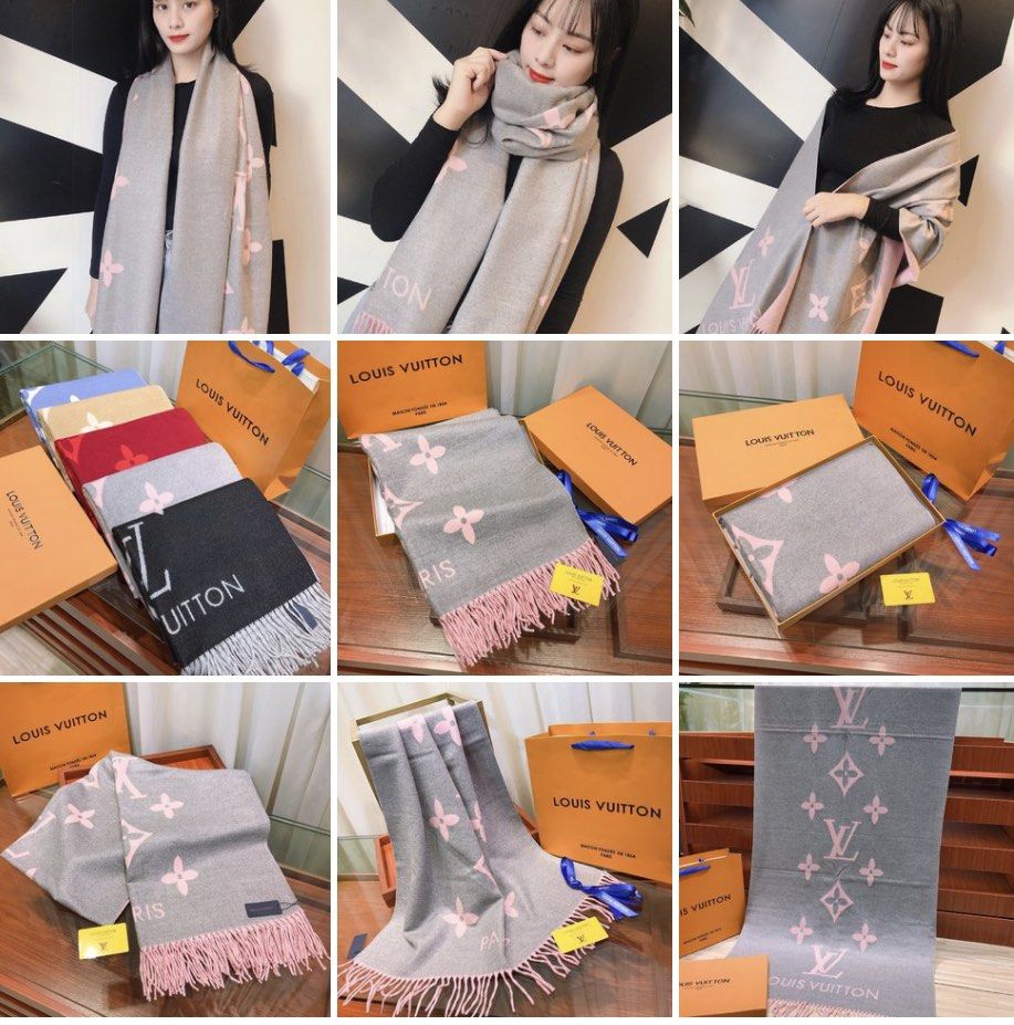 Louis Vuitton Reykjavik Gradient Scarf 190 x 45cm Cashmere Blue Rose