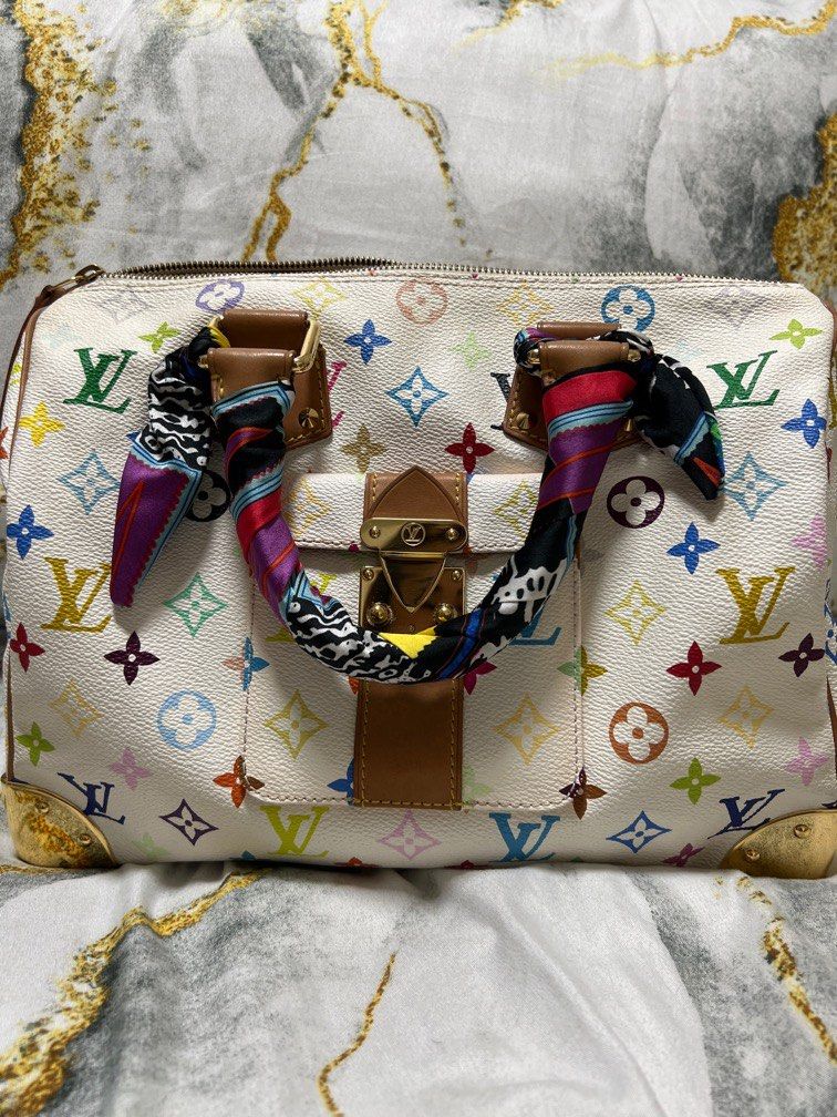 LV Nano Speedy White Multicolor Bag, Luxury, Bags & Wallets on Carousell