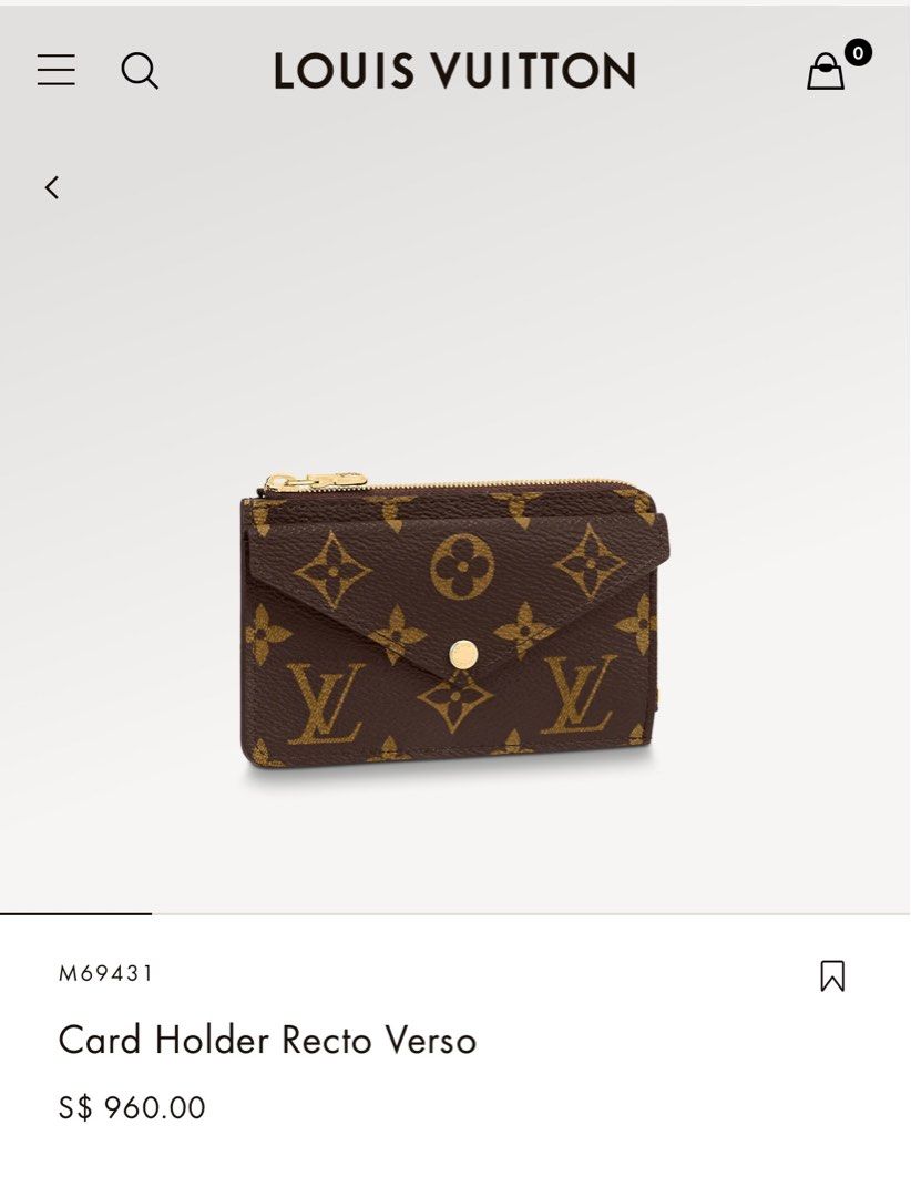LV recto verso cardholder with zip, Luxury, Bags & Wallets on