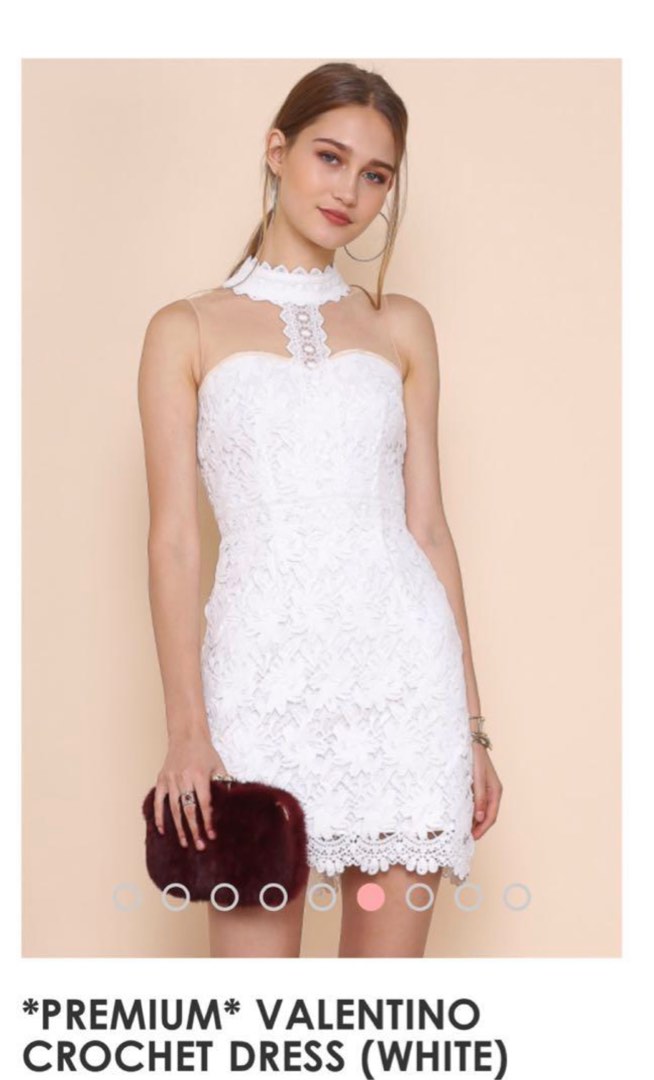 M Supergurl Premium Valentino Crochet Mesh Dress in White