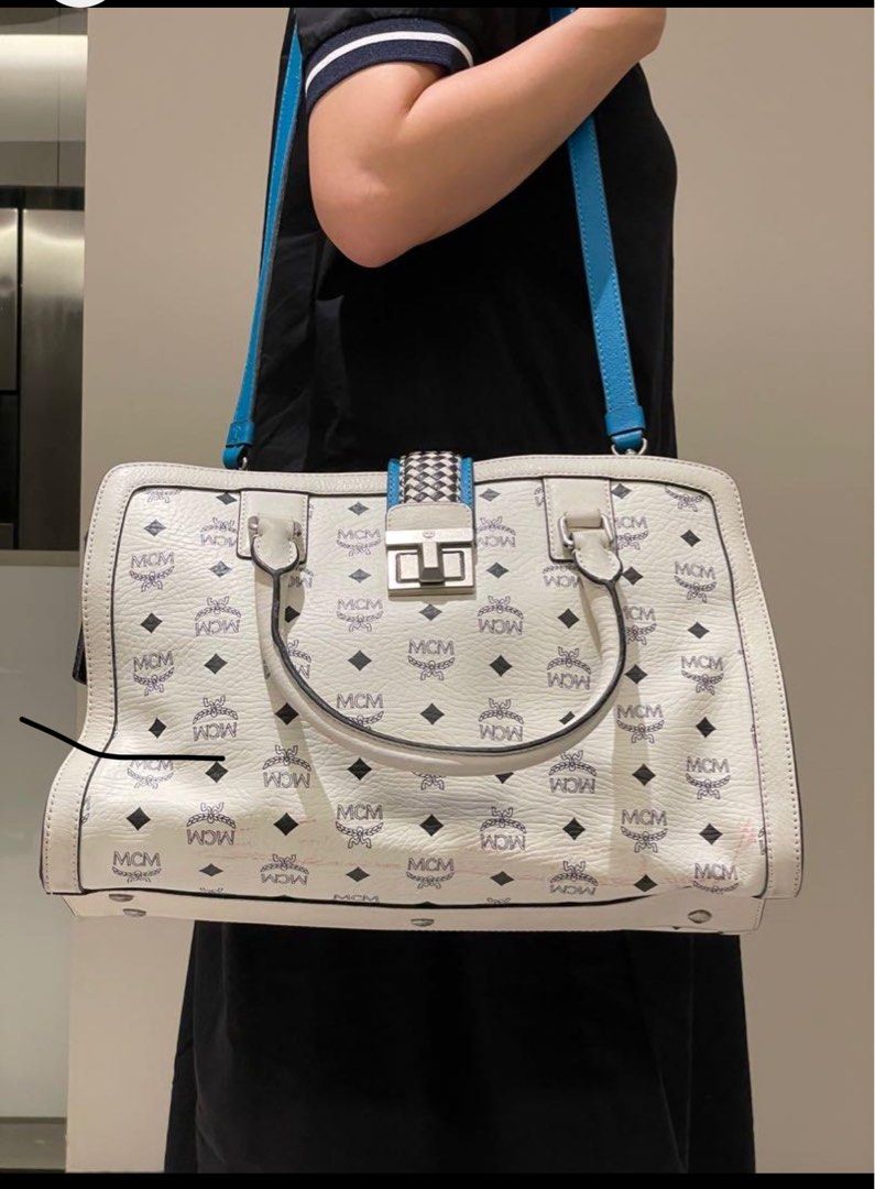 MCM white leather never used Luxury Bags Wallets on Carousell