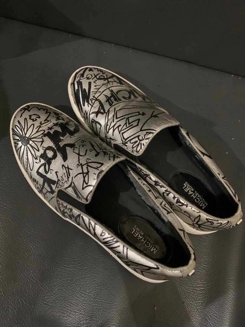 Michael Kors MK Keaton Leather Graffiti Slip On Sneakers