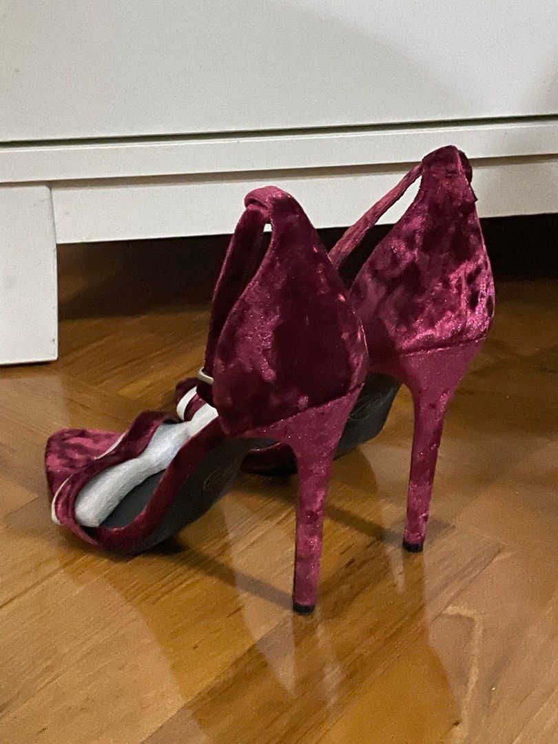 Missguided Red velvet high heels Carousell