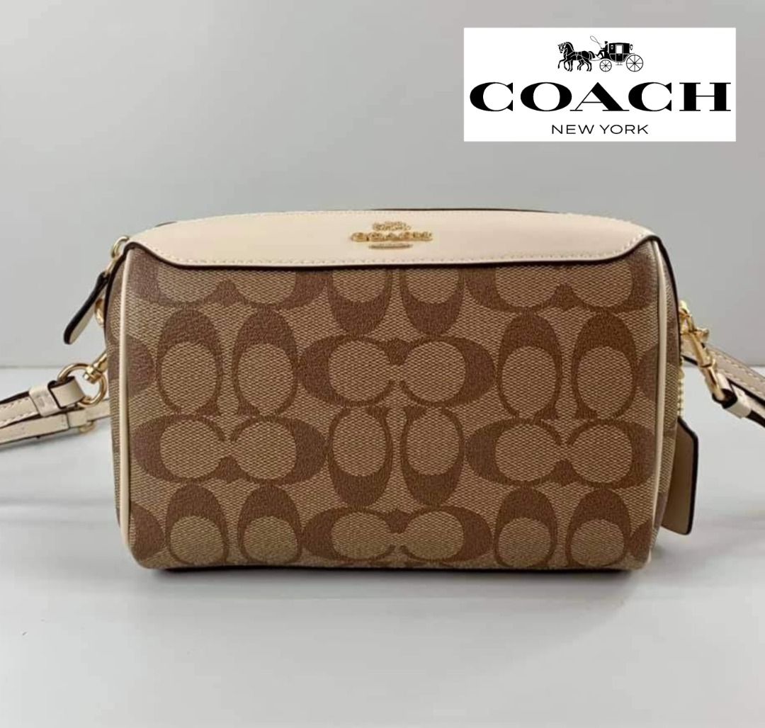 New Coach Original Khaki Signature White Collection BENNETT CROSSBODY IN SIGNATURE CANVAS Crossbody Sling Bag For Women Come With Complete Set