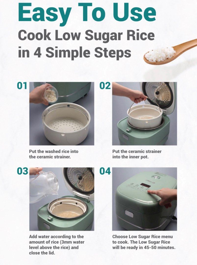 Noxxa Low Sugar Rice Cooker, TV & Home Appliances, Kitchen Appliances