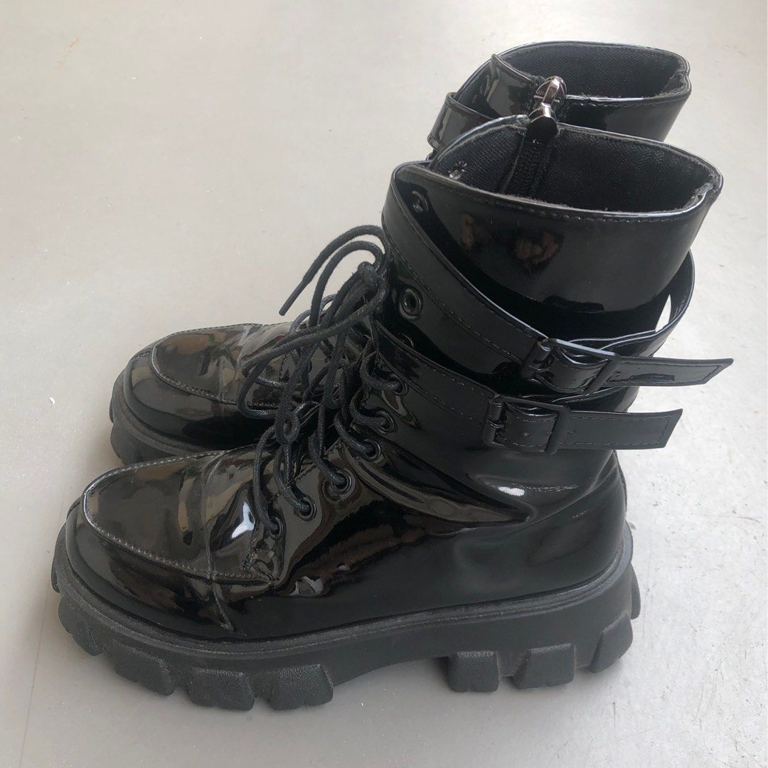Glossy new arrivals combat boots