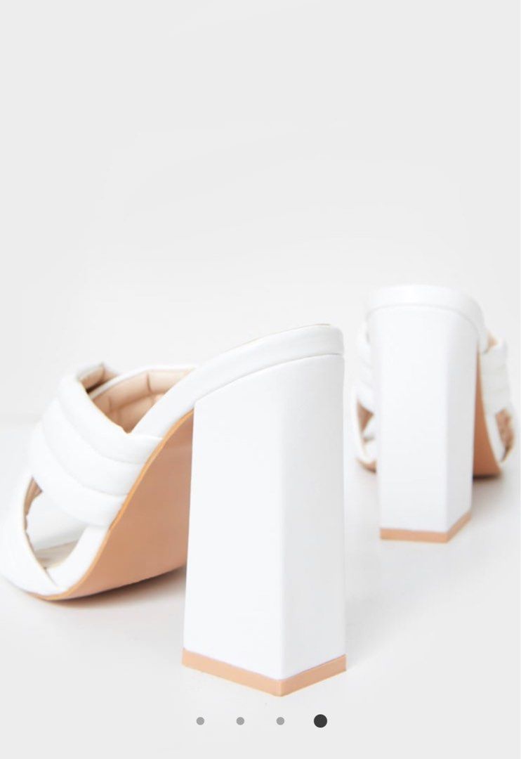 PLT White Cushioned Mule Heels Women s Fashion Footwear Heels