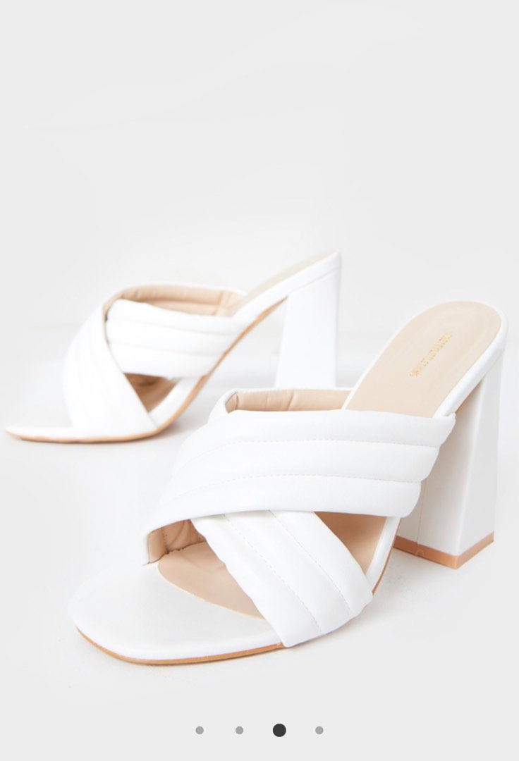 PLT White Cushioned Mule Heels Women s Fashion Footwear Heels