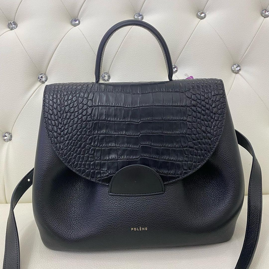Sac polene noir croco shop