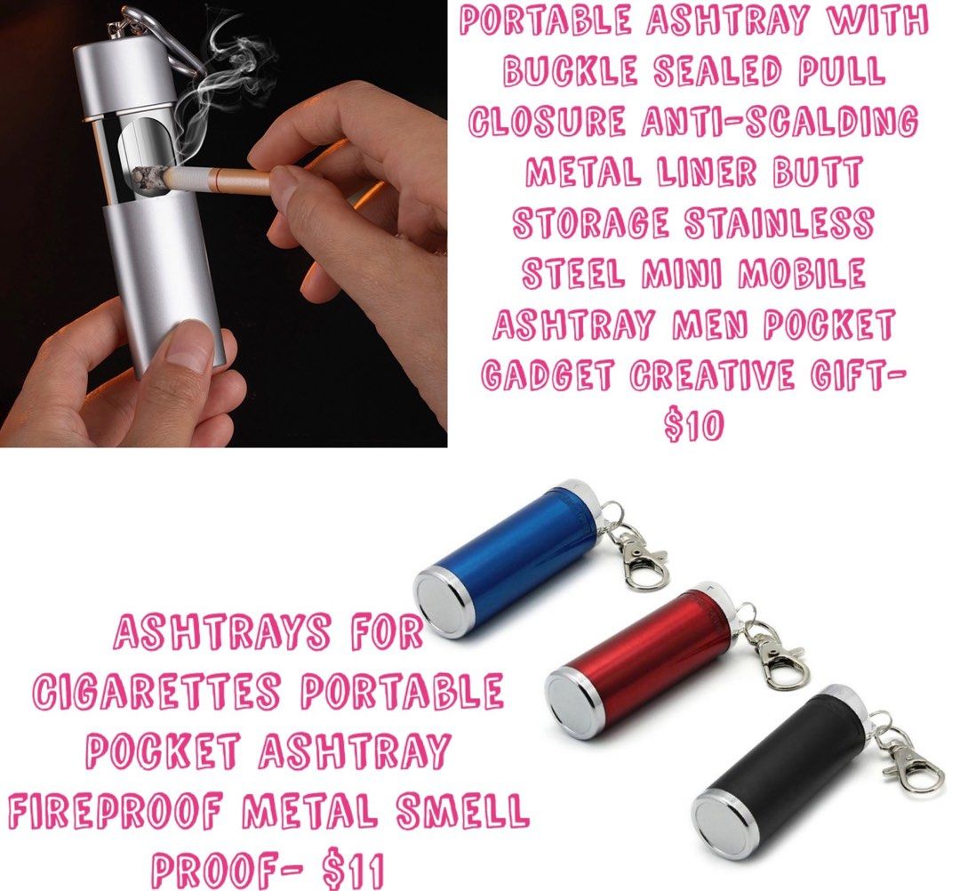 Portable Ashtray with Buckle Sealed Pull Closure Anti-scalding