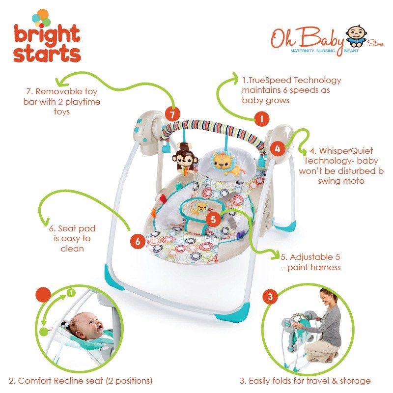 Portable baby cradle swing Bright Starts Baby Portable Swing with