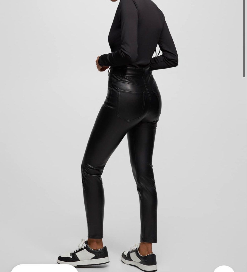 Pull Bear Black Leather Leggings