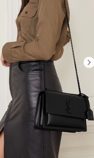 Yves Saint Laurent sunset medium bag in smooth leather Beige ref