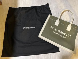 Yves Saint Laurent rive gauche Black Logo KAHALA Tote Bag Hand bag Vintage  Rare