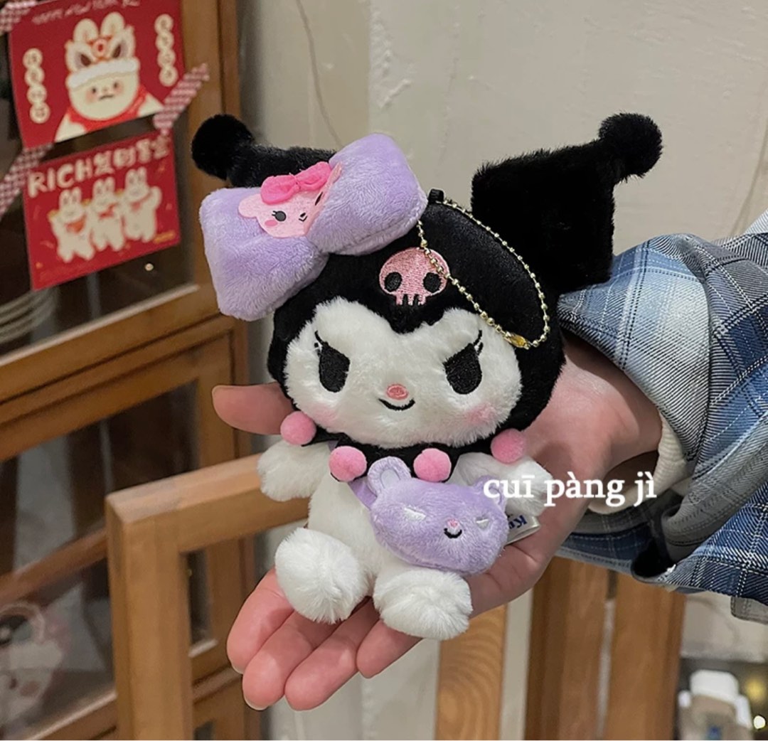 Sanrio Kuromi Plush Keychain With Ribbon Hobbies Toys Toys