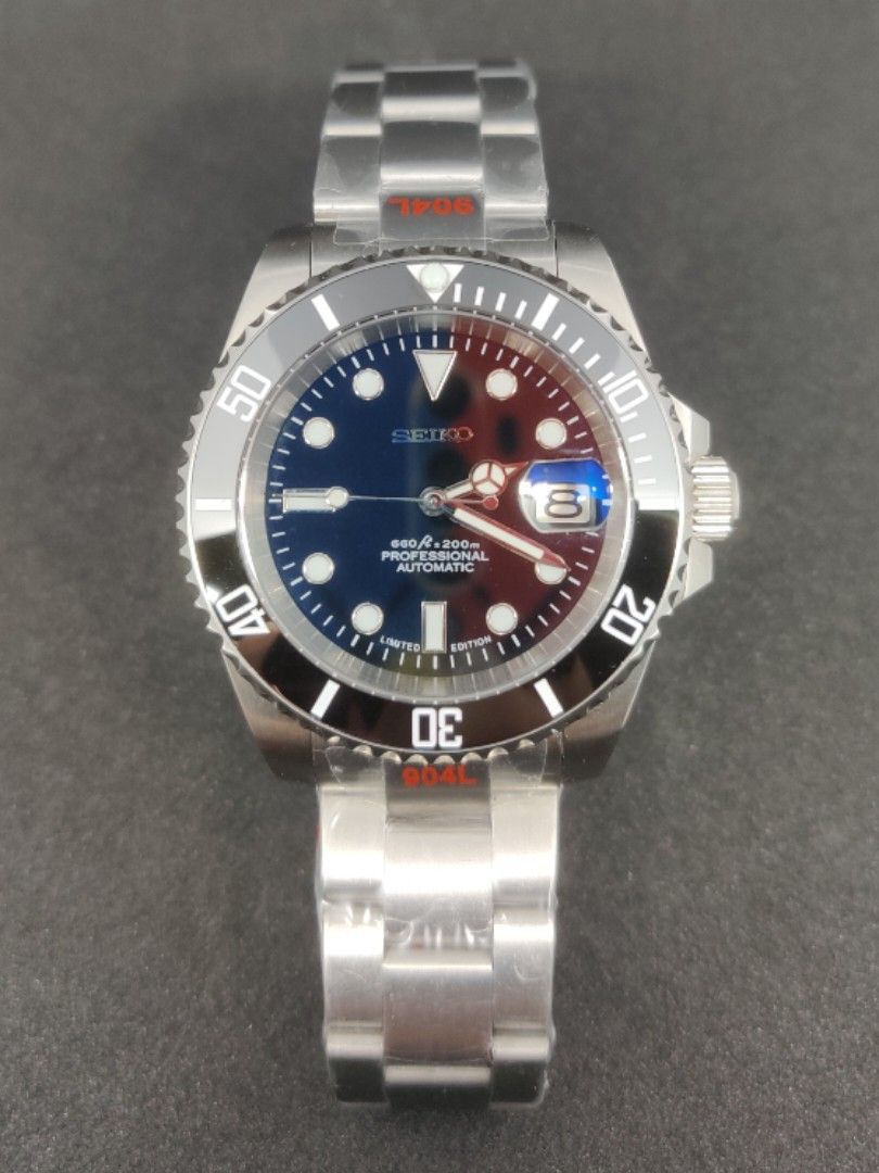 Seiko Mod Submariner Black (Category: Luxury Watches) located in Manila. Submitted by rafael_lesaguis (Listing ID 1258966312, Image 1). Description: BRANDNEW (Never-yet-worn) Model: Seiko Mod Submariner Black Movement: Seiko NH35 Automatic TMI version with winding and hacking feature Case and Strap: 40mm 904L Stainless Steel version (better than 316) & 904L Oyster Type strap Bezel: Ceramic Type working unidirectional bezel with clicks Dial: Seiko