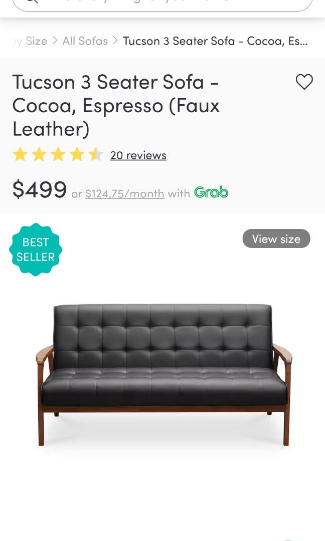 Sofa (Category: Sofas) located in Singapore. Submitted by jroyinterior (Listing ID 1259008652, Image 3). Description: Bought about a year ago at $499. Sleek, yet firm and sturdy..